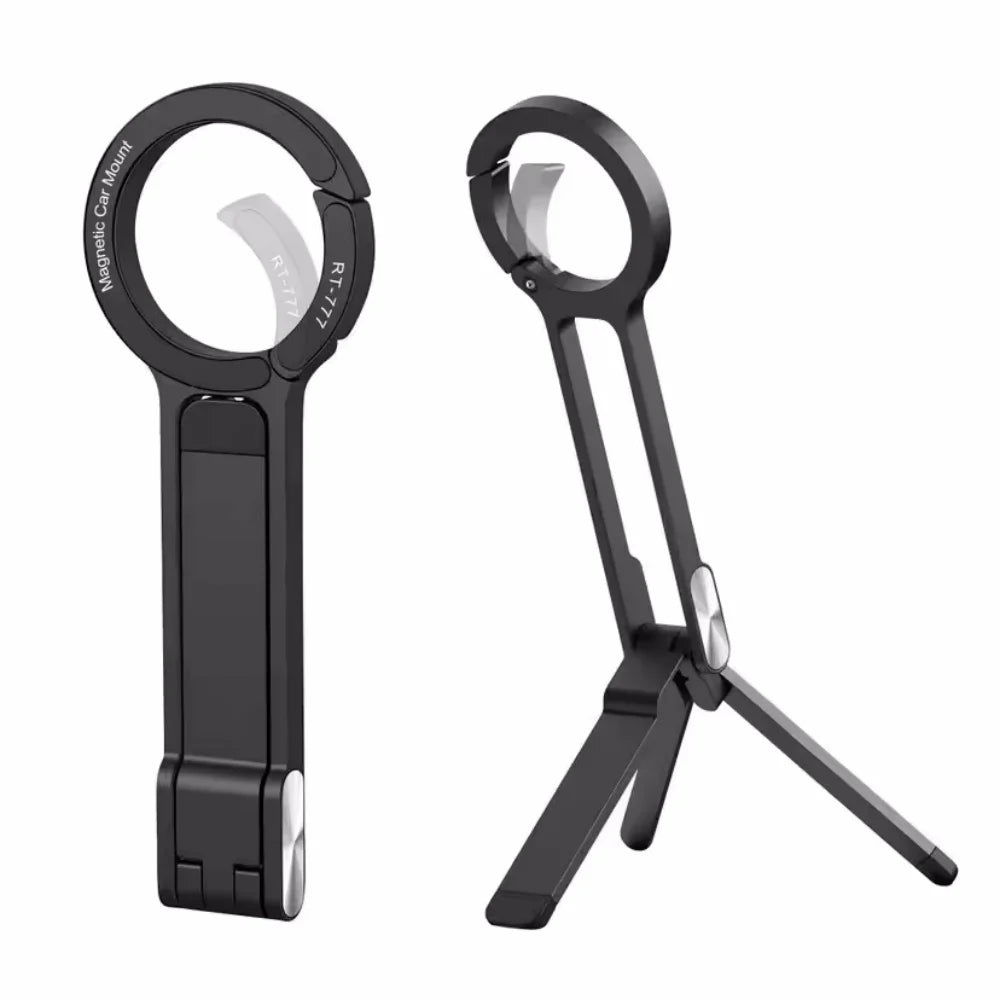 Ultimate Metal Phone Tripod: Magnetic Carabiner Mount for iPhone 16, 15, 14, 13 - Portable Dual-Sided Desk Holder