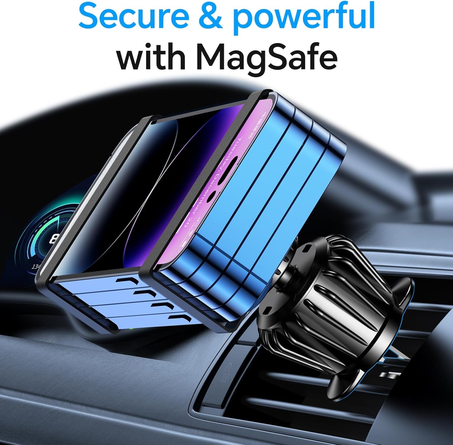MagSafe Car Mount - 20 Strong Magnets, 360° Magnetic Phone Holder for iPhone 16 Pro Max, 15, 14, 13, 12 Plus - Perfect Car Accessory for Men & Women