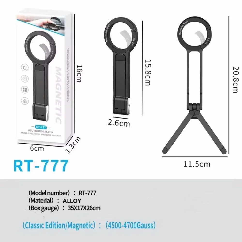 Ultimate Metal Phone Tripod: Magnetic Carabiner Mount for iPhone 16, 15, 14, 13 - Portable Dual-Sided Desk Holder