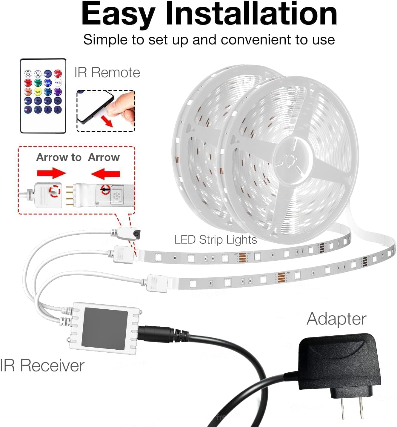 Illuminate Your Home with 50 FT Smart RGB LED Strip Lights - Voice Control with Alexa & Google Assistant, Music Sync for Ultimate Bedroom Vibes!