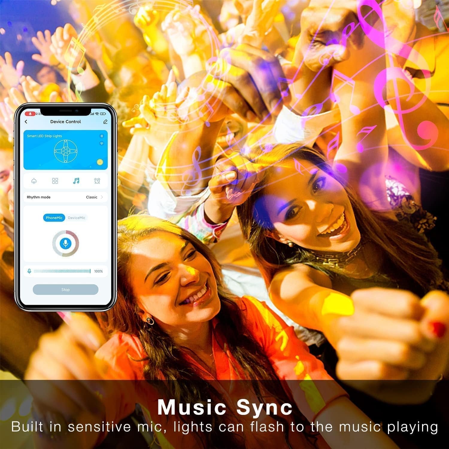 Illuminate Your Home with 50 FT Smart RGB LED Strip Lights - Voice Control with Alexa & Google Assistant, Music Sync for Ultimate Bedroom Vibes!