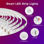 Illuminate Your Home with 50 FT Smart RGB LED Strip Lights - Voice Control with Alexa & Google Assistant, Music Sync for Ultimate Bedroom Vibes!
