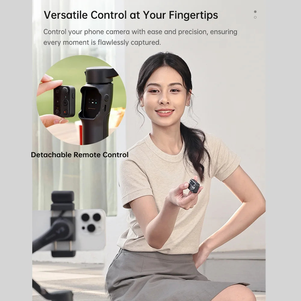 Isteady V3 Gimbal Stabilizer for Smartphone, Phone Gimbal with Magnetic AI Tracker, Built-In Extension Rod, Tripod, Fill Light, Phone Stabilizer for Video Recording, Youtube, White