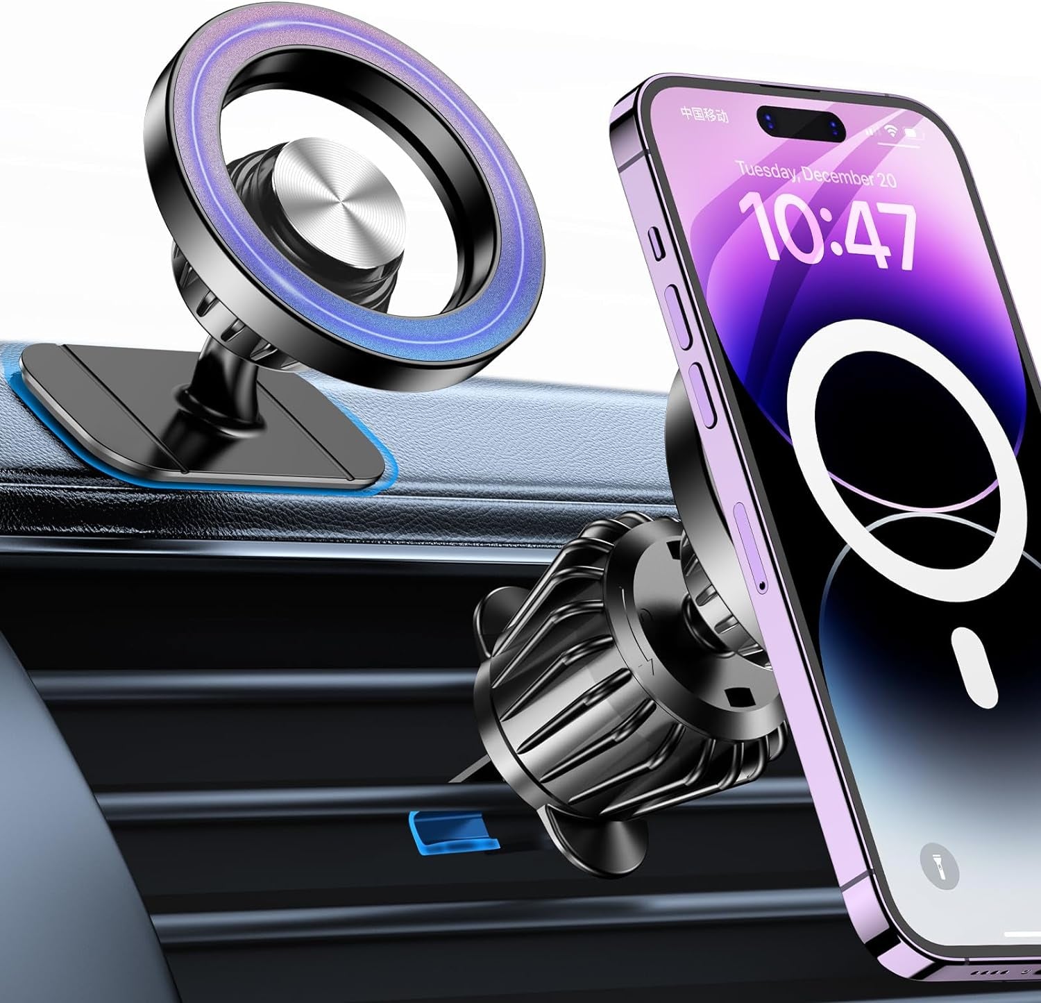 MagSafe Car Mount - 20 Strong Magnets, 360° Magnetic Phone Holder for iPhone 16 Pro Max, 15, 14, 13, 12 Plus - Perfect Car Accessory for Men & Women