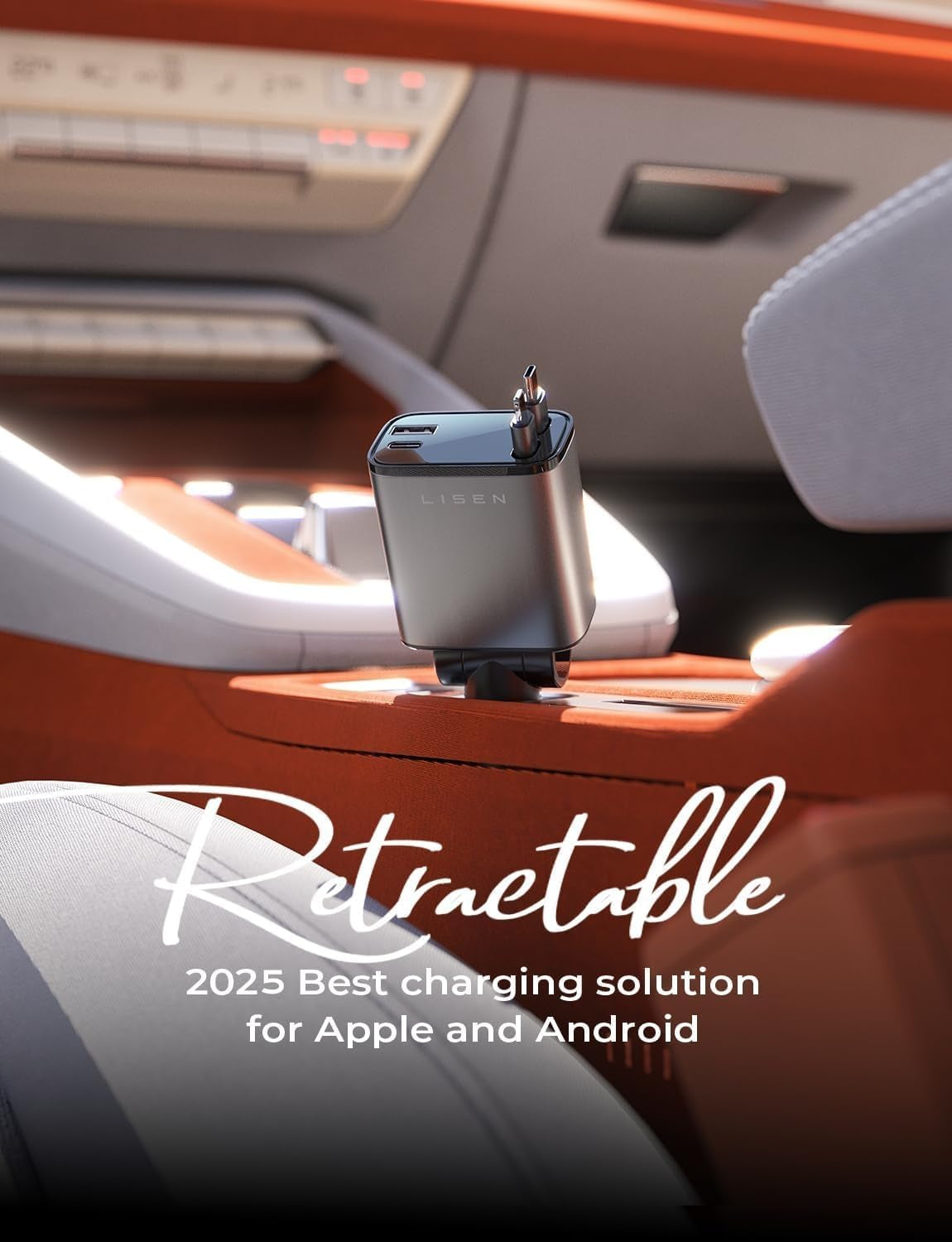 Retractable Car Charger, 69W USB C Car Accessories Adapter for Iphone 16 USB C Charger Fast Charging, Truck Accessories, Travel Essentials Gifts for Women Men, for Iphone 16 15 14 13 12 Pro Max